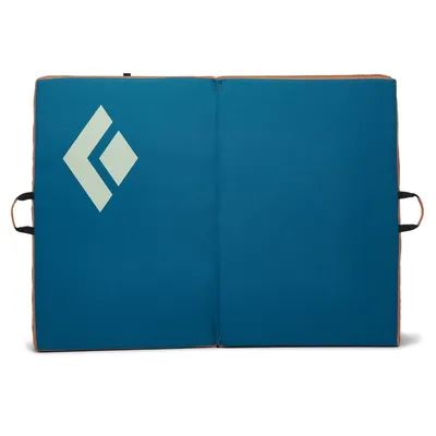 Blauer Crash Pad "Circuit Crash Pad" von Black Diamond; geöffnet; mit grauem Logo.