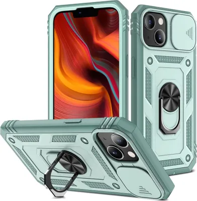 Produktbild von iPhone 13 Hülle - Coverup Ring Ständer Back Cover mit Kamera Schutz - Grün