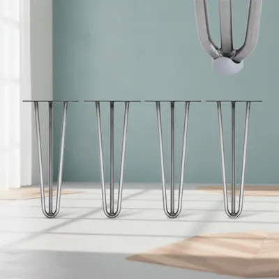 Immagine prodotto di Mucola gambe del tavolo set di 4 gambe a forcina telaio del tavolo tavolo corridori tavolo da pranzo gamba del tavolo - acciaio 3 puntoni 36CM