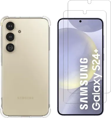 Produktbild von Stoßfeste Hülle für Samsung Galaxy S24 PLUS mit 2 Displayschutzfolien aus gehärtetem Glas Phonillico®