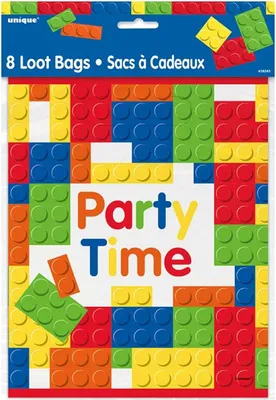 Produktbild von Geschenktüten aus robustem PVC mit modernem Blocks Design, 8er Pack