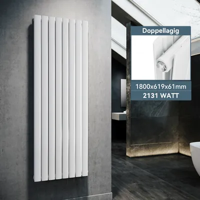 Immagine prodotto di SONNI 1800×619 mm Bianco Radiatore a pannello a doppio strato Radiatore verticale