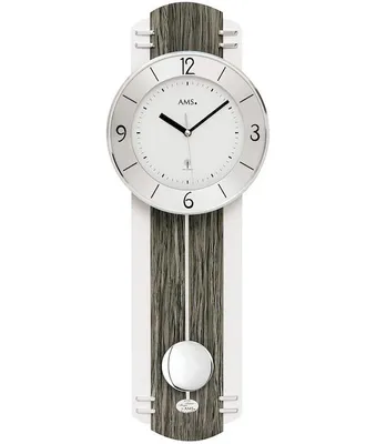 Immagine prodotto di AMS 5294 orologio da parete radiocontrollato con pendolo orologio a pendolo nero grigio effetto legno