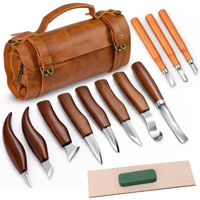 Holzschnitzmesser-Set, 14-teilig, mit Etui, für Anfänger & Profis