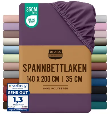 Imagen del producto de Utopia Bedding - Sábana bajera para colchón de 140x200 cm - Color lila