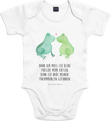Produktbild von Mr. & Mrs. Panda Organic Babybody Frosch Liebe 3. - 6. Monat - Heather Grey - Geschenk, Frösche, Strampler, Baby, Kurzarmbody, Freundin, Babystrampler, Jahrestag, overall