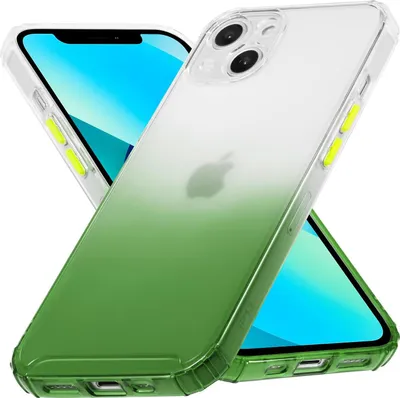 Produktbild von Conie Farbverlauf Schutzhülle für iPhone 13 Silikon Case Kamera Schutz Cover Hülle in Grün matt