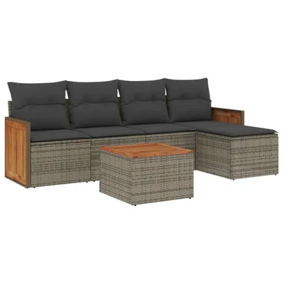 Produktbild von vidaXL 6-tlg. Garten-Sofagarnitur mit Kissen Grau Poly Rattan