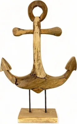 Image de Ancrage en teck - Sculpture décorative - Artisanat de qualité - 50 cm