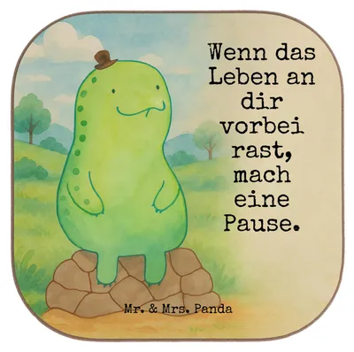 Produktbild von Mr. & Mrs. Panda Untersetzer für Gläser Schildkröte Pause Design - Weiß - Geschenk, Entspannen, Achtsamkeit, Achtsam, Panzer, gläseruntersetzer, Holzuntersetzer, Coaster