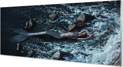 Produktbild von Glasbilder 125x50 Wandkunst Meer Sirene