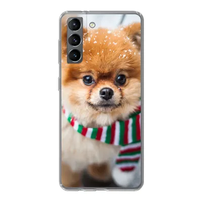 Produktbild von MuchoWow® Handyhülle Schutzhülle Hülle für Samsung Galaxy S21 Hund - Halstuch - Schnee Silikon Softcase Handy Hülle - Softcase