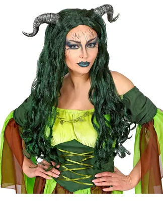 Produktbild von Waldhexen Perücke mit Hörnernals Kostümzubehör für Halloween und Karneval