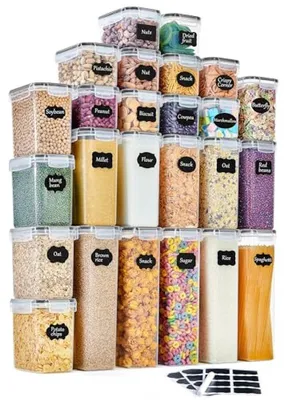 Produktbild von PromoHome® Vorratsdosen Set, 25-teilig, luftdichte Küchenbehälter mit Etiketten und Löffeln