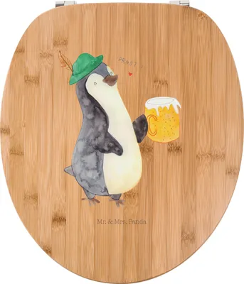 Produktbild von Mr. & Mrs. Panda WC Sitz Pinguin Bier - Transparent - Geschenk, Pinguine, Beschwippst, Klodeckel, WC-Sitz, Toilettendeckel, bambus toilettensitz, , Brille