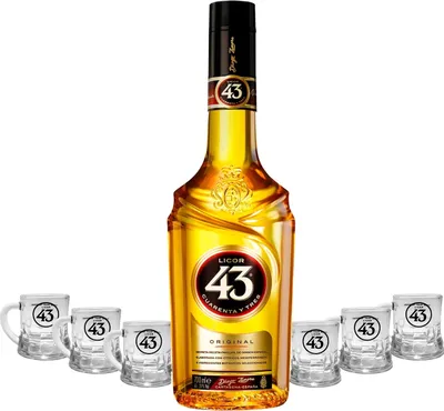 Produktbild von Licor 43 Cuarenta y Tres Set - Licor Cuarenta y Tres 0,7l 700ml (31% Vol) + 6x Shotgläser -[Enthält Sulfite] Likör Liquor 43er