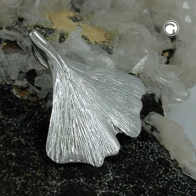 Produktbild von Anhänger, 25mm Ginkgoblatt 9Kt Weißgold
