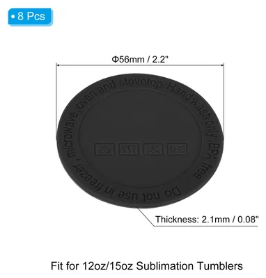 Produktbild von Gummi B?den fš¹r Sublimation Trinkgl?ser 8Stk 56mm Silikon Selbstklebende Rutschfeste Schutzfolie B?den fš¹r Wein Trinkgl?ser Thermoflasche Schwarz