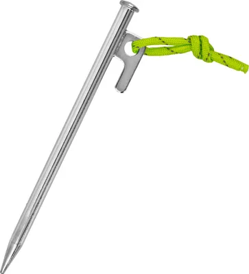 Produktbild von Zelthering 1 Stk. 20 cm mit P-Haken und einem Stück fluoreszierender Leine - stabiler Hering aus verzinktem Stahl, 9 mm Ø, für harten Boden, Camping, Vorzelte, Zelte, Pavillons