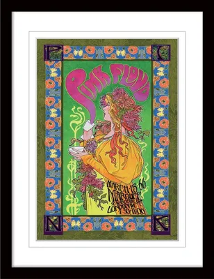 Image de Pink Floyd - Poster encadré "1966" PM5641 (40 cm x 30 cm) (Vert/Rose/Blanc)