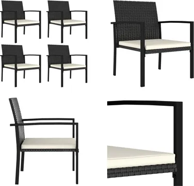 Produktbild von vidaXL Garten Essstühle 4 Stk. Poly Rattan Schwarz - Essstuhl - Essstühle - Gartenstuhl - Gartenstühle