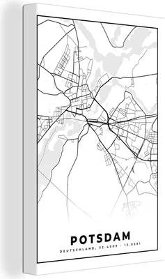 Obrázek produktu pro OneMillionCanvasses® - Obraz na plátně - 90x140 cm, Mapa - Postupim - Mapa města, Nástěnná dekorace - Fotka na plátně - Obraz na dřevěném rámu - Nástěnná dekorace - Ložnice