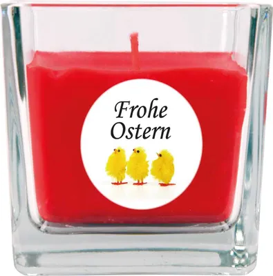Produktbild von Duftkerze als Ostergeschenk ( Rosen-Duft ), Design: Küken - Kerze als Osterdeko - 190g. Wachs mit ca. 50 Stunden Brenndauer