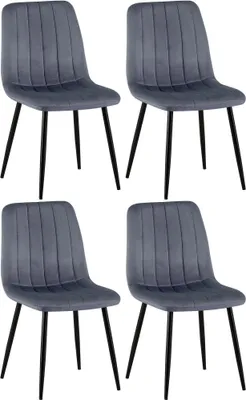 Produktbild von CLP 4er Set Stühle Dijon mit Lehne dunkelgrau Material Samt