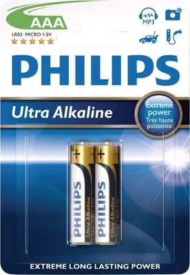 Zdjęcie produktu dla Philips Bateria LR03E2B/10, Jednorazowa bateria, AA, Alkaliczny, 1,5 V, 2 szt., 7 lat(a)