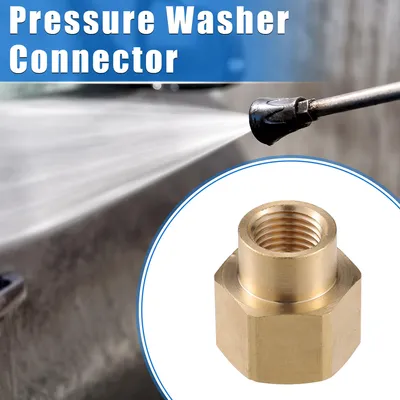 Image de Connecteur pour Nettoyeur Haute Pression, Adaptateur Femelle M22x1.5 vers Femelle M14x1.5 en Laiton pour Tuyau de Nettoyeur Haute Pression Universel, Couleur Cuivre en Laiton
