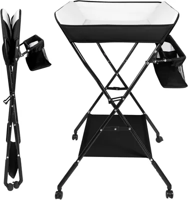 Imagen del producto de Mesa cambiadora para bebés - Cambiador para bebés - Para el cuidado del bebé - Diseño plegable - 86 x 62 x 96 cm - Negro