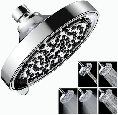 Produktbild von Kopfbrause Regendusche 6 Zoll 5 Duschmodi Hochdruck Duschkopf Rund