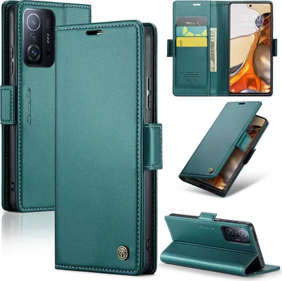 Produktbild von Xiaomi 11T Pro Hülle, Leder Brieftasche Kartenfach Schutzhülle mit Standfunktion für Xiaomi 11T / 11T Pro Grün