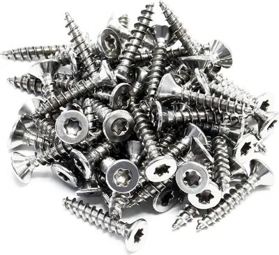 Productafbeelding van Wiltec 60 schroeven, 3,5 x 20 mm, zeskantkop, Torx T15, zelfborend, verzonken kop – roestvrij staal – geschikt voor diverse schroefwerkzaamheden, zoals terraspalanken en montageclips
