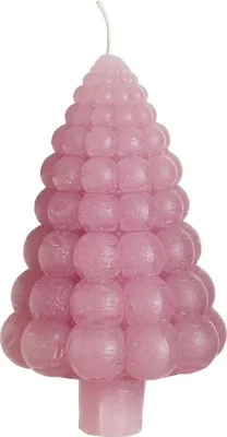 Produktbild von Tannenbaum-Kerze mit Kugeln, Packung mit 2 Stück, Höhe ca. 12cm, Durchmesser ca. 7cm, viele Farben erhältlich | Weihnachtskerze, Farbe:Rosa
