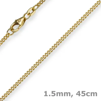 Produktbild von 1,5mm Panzerkette Kette Collier aus 585 Gold Gelbgold Goldkette 45cm