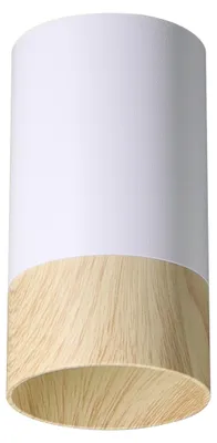 Obrázok produktu pre Stropné svietidlo CONTI - 1xGU10, 15W, 5,5x10cm, okrúhle, imitácia dreva / biele