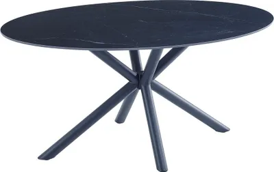Produktbild von CasaDolce Esstisch MENTA, 160x90x76 cm, Keramiktischplatte, schwarzes Marmormuster, Metallgestell, 50 kg max. Belastung