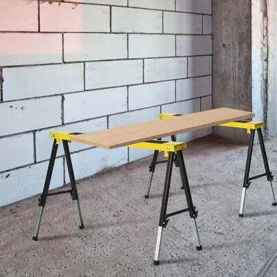 Image de Support pliable pour scie – Établi réglable en acier robuste, avec surface antidérapante et capacité de charge de 100 kg