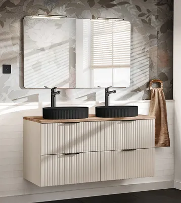 Produktbild von Waschplatz Set mit 120cm Waschtisch, 2-teilig, in kaschmir und Eiche, ADELAIDE-56-CASHMERE