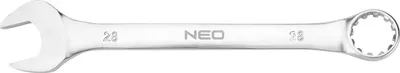 Produktbild von NEO TOOLS Ring-Maulschlüssel, Gabelschlüssel, CrV-Stahl, DIN3113, Durchdrückung, satiniert, polierter Kopf gebogen unter dem Winkel 15°, M+T (28 x 310 mm)