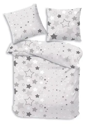 Produktbild von Dobnig Bettwäsche Flanell - Sterne 135 x 200 cm Sterne, kiesel