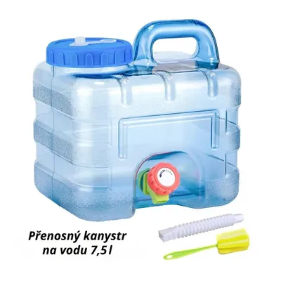 Obrázek produktu pro Kanystr na vodu 7,5 l - přenosný, nepropustný, kempinkový a venkovní zásobník na pitnou vodu