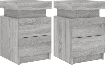 Obrázok produktu pre Nočné stolíky s LED svetlami 2 ks sivé sonoma 35x39x55 cm