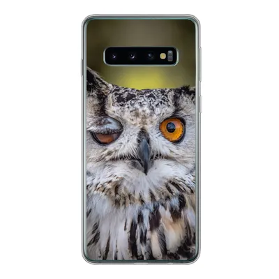 Produktbild von MuchoWow® Handyhülle Schutzhülle Hülle für Samsung Galaxy S10 Eule - Auge - Orange Silikon Softcase Handy Hülle - Handytasche