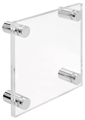 Produktbild von Firmenschild Namensschild Acrylglas 100x100 mm – inkl. 4 Messing-Abstandshalter 13×19 mm, Chrome, Türschild