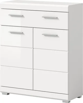 Produktbild von Badezimmer Kommode "Shawn" in weiß Hochglanz Badschrank 74 x 88 cm