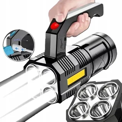 Produktbild von Multifunktionale taktische LED-Taschenlampe mit Griff, große Leuchtweite 2000 lm