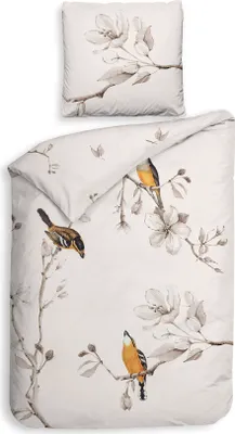 Produktbild von Heckett and Lane Birdie Bettwäsche 155 Off-White Bettwäsche 1 x Bettbezug 155x220 + 1 x Kopfkissenbezug 80x80 Off-white Fauna weiß