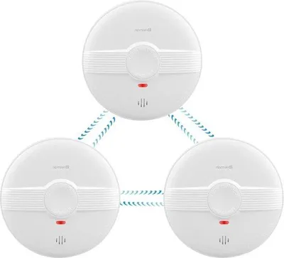 Immagine prodotto di Rilevatori di fumo wireless - Set da 3 - e DIN EN 14604 - Durata della batteria di 10 anni - Sensore fotoelettrico